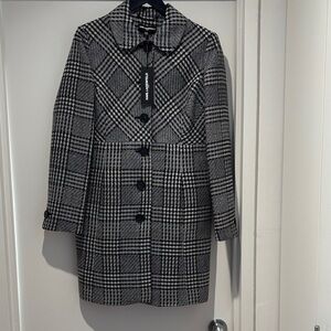 Karl Lagerfeld black and White Checkered dress coat